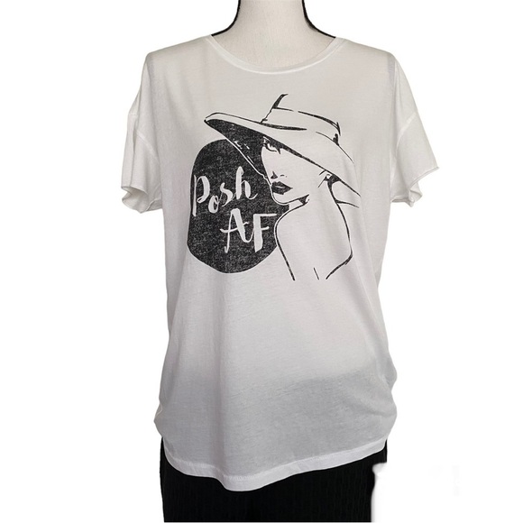 Posh AF Short Sleeve White Custom Size Large - Picture 3 of 7